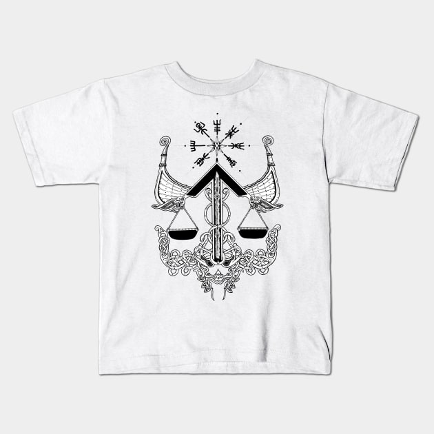 Tiwaz Norse Rune Kids T-Shirt by odinseyecustoms